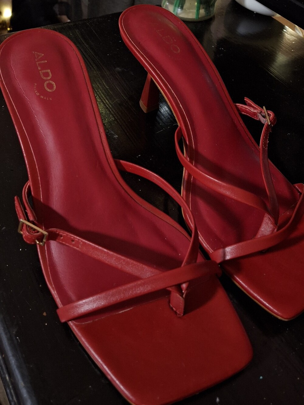 Aldo Red Strappy Mid-Heel Sandals (EUC)